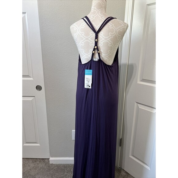 Rosa Faia Brand Womans Plain Violet Large Maxi Halter Dress NWT Beads - Picture 8 of 14